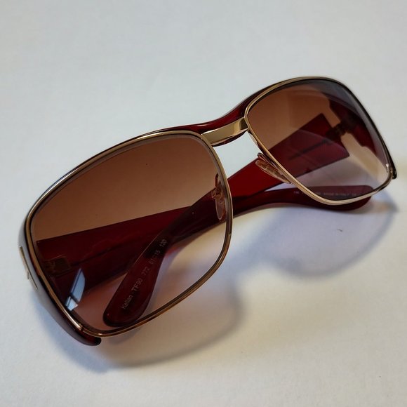 Tom Ford KELLAN Sunglasses Plastic TF 90  Gold T Logo Burgundy Brown Red main image 14